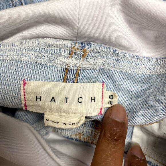 HATCH Over the Bump Maternity Flare Jeans Light Wash Stretch Distressed Size 26 - Picture 9 of 12